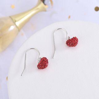 925 Sterling Silver Rhinestone Heart Dangle Earring 1 Pair - Es946 - 925 Silver - As Shown In Figure - One Size