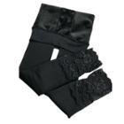 Fleece-lined Lace Panel Leggings Black - One Size