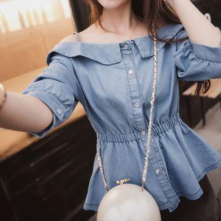 Off-shoulder Denim Blouse