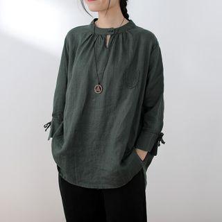 3/4 Sleeve Irregular Hem T-shirt