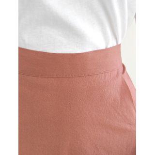 Plus Size Wrap-front Long Flare Skirt