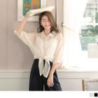 Tie-front 3/4-sleeve Blouse