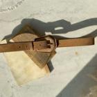 Buckled Real-leather Belt Camel - One Size