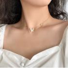 Star Rhinestone Necklace Gold Plating - As Shown In Figure - One Size