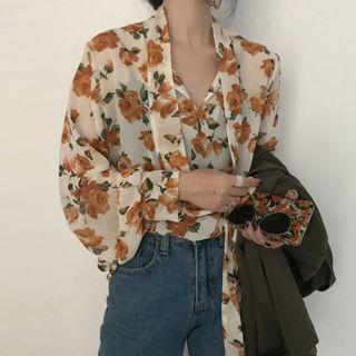 Rose Flower Long-sleeve Shirt