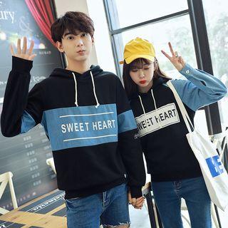 Couple Matching Denim Panel Hoodie