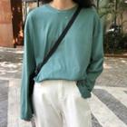 Plain Crew-neck Loose-fit T-shirt