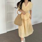 V-neck Puff Sleeve Dress