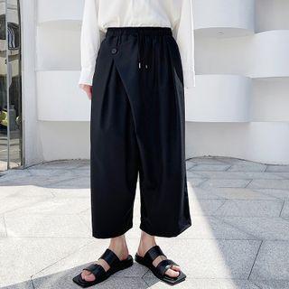 Plain Elastic Waist Wide Leg Pants