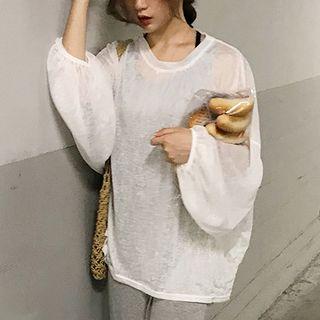 Crew-neck Midi Tank Dress / Crew-neck Long-sleeve Top