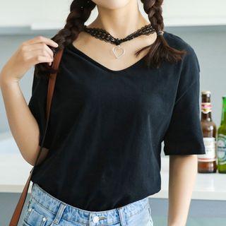 Lace Strap Short-sleeve T-shirt