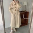 Long-sleeve Tie-waist Long Trench Jacket Off-white - One Size