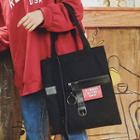 Lettering Canvas Tote Bag Black - One Size