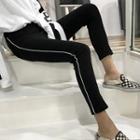 Cropped Contrast-trim Leggings As Shown In Figure - One Size