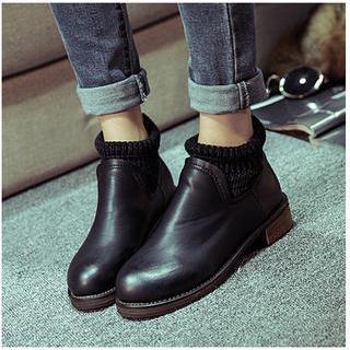 Knit Panel Ankle Boots