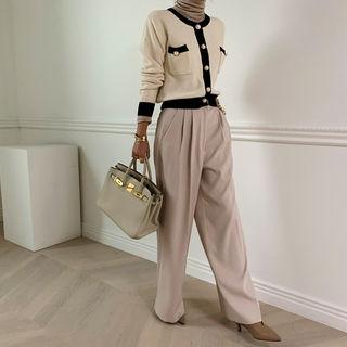 Bead-button Ringer Cardigan Ivory - One Size