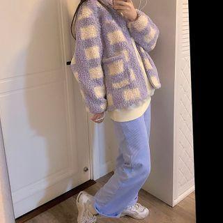 Turtle-neck Faux Shearling Jacket / Corduroy Pants