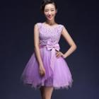 Sleeveless Lace Mini Prom Dress