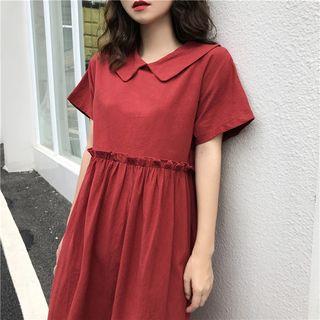 Ruffle Trim Polo Shirt Dress