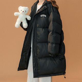 Lettering Print Padding Long Jacket