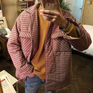 Long-sleeve Plaid Padded Jacket