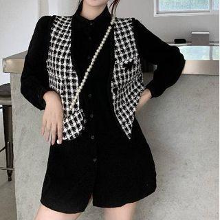 Houndstooth Vest / Plain Shirt