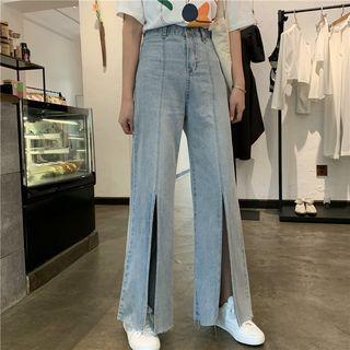 Wide-leg Splitted Jeans