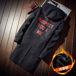 Fleece-lined Letter Hooded Coat