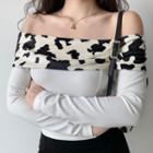 Off-shoulder Long-sleeve Shirt White - One Size