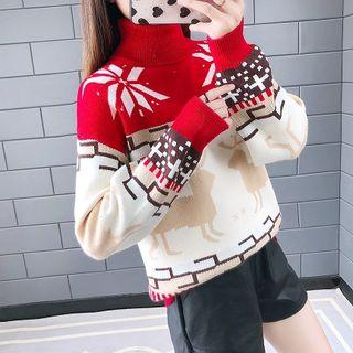 Christmas Turtle-neck Long-sleeve Sweater