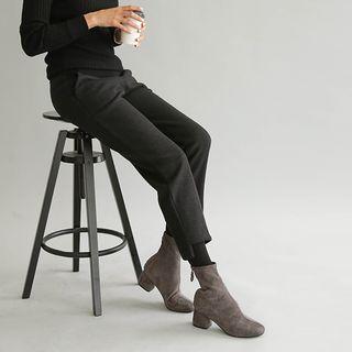 Band-waist Symmetric-hem Wool Blend Pants