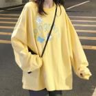 Printed Long-sleeve Sweatshirt Yellow - One Size