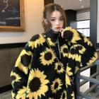 Sunflower Fleece Loose-fit Pullover As Figure - One Size