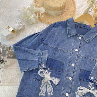 Lace Ribbon Denim Jacket