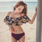 Floral Print Off-shoulder Bikini