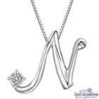 Initial Love 18k White Gold Diamond Pendant Necklace (16) - N