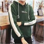 Lettering Embroidered Hoodie / Contrast-trim Hoodie