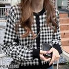 Checked Button Cardigan