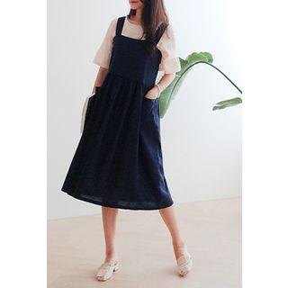 Sleeveless Dual-pocket Midi Dress