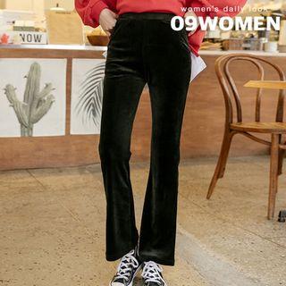 Plus Size Velvet Boot-cut Pants