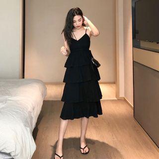 Spaghetti Strap A-line Layered Dress