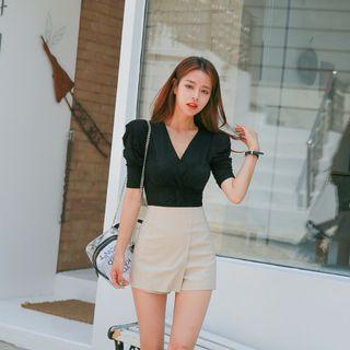Zip-side Wrap-front Shorts