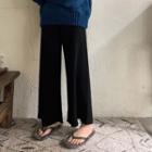 Knit Wide-leg Pants Black - One Size