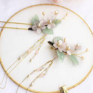 Pearl Flower Fringed Hair Clip / Hair Stick / Set