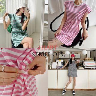 Cap-sleeve Stripe Minidress