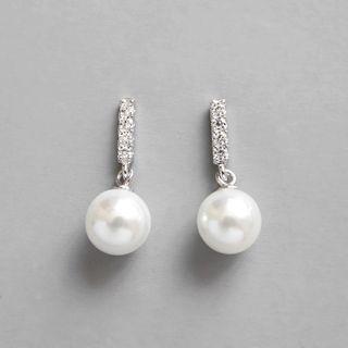 Rhinestone Faux Pearl Earrings As Shown In Figure - One Size