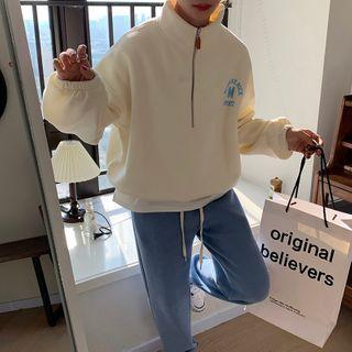 Half-zip Lettering Print Sweatshirt