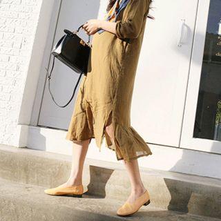 V-neck Slit-sided Maxi Dress