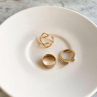 Statement Ring Set Of 3 Gold - One Size