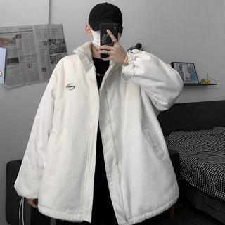 Couple Matching Reversible Plain Zip-up Fleece Jacket